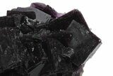 Deep-Purple Fluorite On Druzy Quartz - China #228236-2